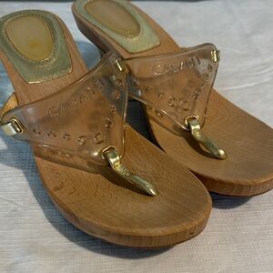 Casadei Transparent and Gold Mules